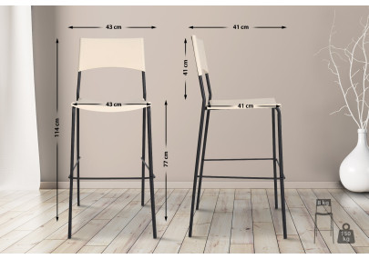 Tabouret de bar Gênes, noir et crème