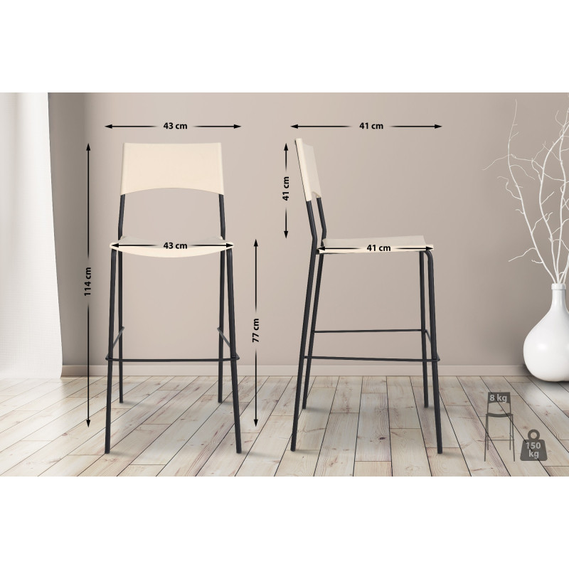 Tabouret de bar Genoa Noir crème