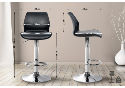 Sgabello da bar Gilbert, plastica nera