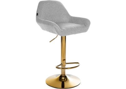 Tabouret de bar Braga doré en tissu gris