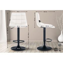 Lot de 2 tabourets de bar Jerry, similicuir, noirs blanc