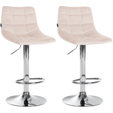 Set di 2 sgabelli da bar Jerry, velluto, cromo, beige