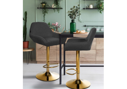 Tabouret de bar Braga Gold tissu noir