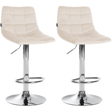 Conjunto de 2 banquetas de bar Jerry em veludo, cromadas e creme.