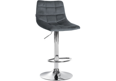 Ensemble de 2 tabourets de bar Jerry en velours, chromés, gris foncé