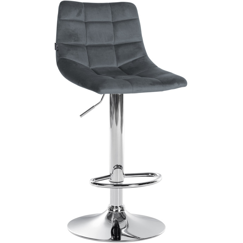 Ensemble de 2 tabourets de bar Jerry en velours, chromés, gris foncé