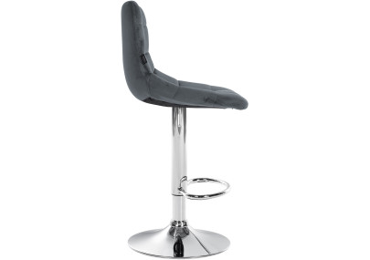 Ensemble de 2 tabourets de bar Jerry en velours, chromés, gris foncé