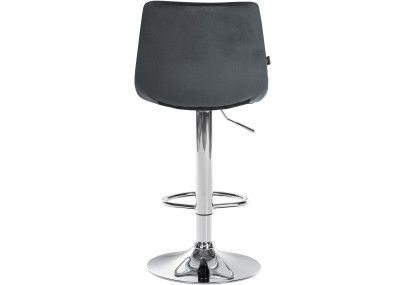 Juego de 2 taburetes de bar Jerry de terciopelo, cromados, gris oscuro