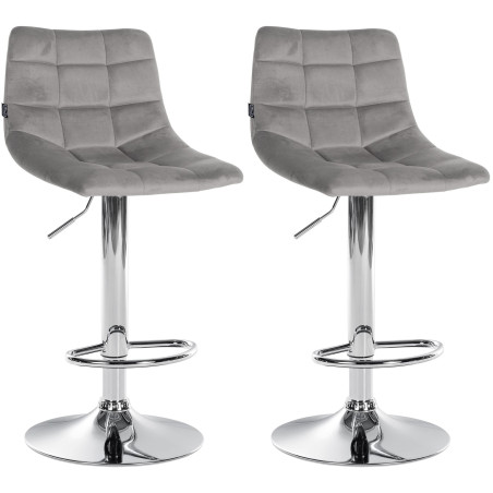 Ensemble de 2 tabourets de bar Jerry en velours chromé gris