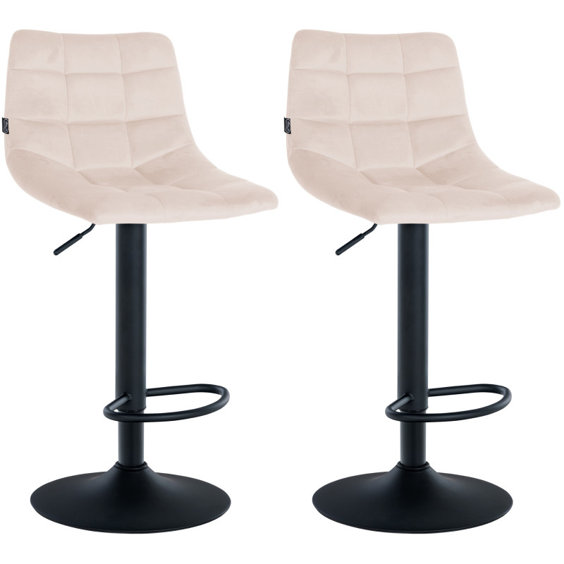 Set di 2 sgabelli da bar Jerry in velluto, nero e beige