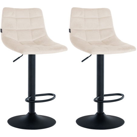 Conjunto de 2 banquetas de bar Jerry em veludo, nas cores preto e creme.