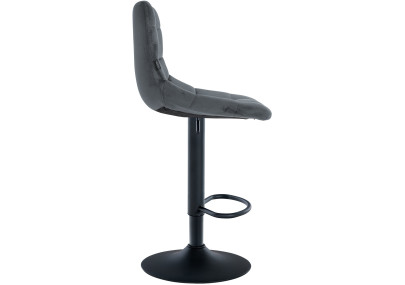 Ensemble de 2 tabourets de bar Jerry, velours, noir/gris foncé