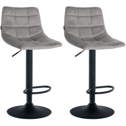 Ensemble de 2 tabourets de bar Jerry en velours, noir et gris