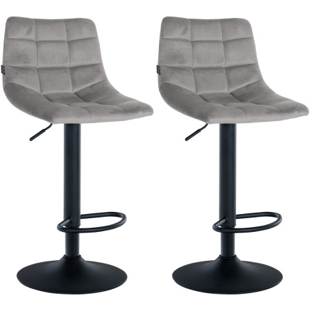 Lot de 2 tabourets de bar Jerry en velours noir gris