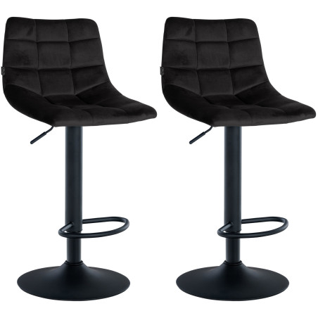 Lot de 2 tabourets de bar Jerry en velours noir noir