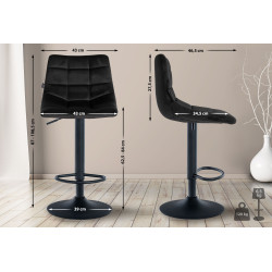 Lot de 2 tabourets de bar Jerry en velours noir noir