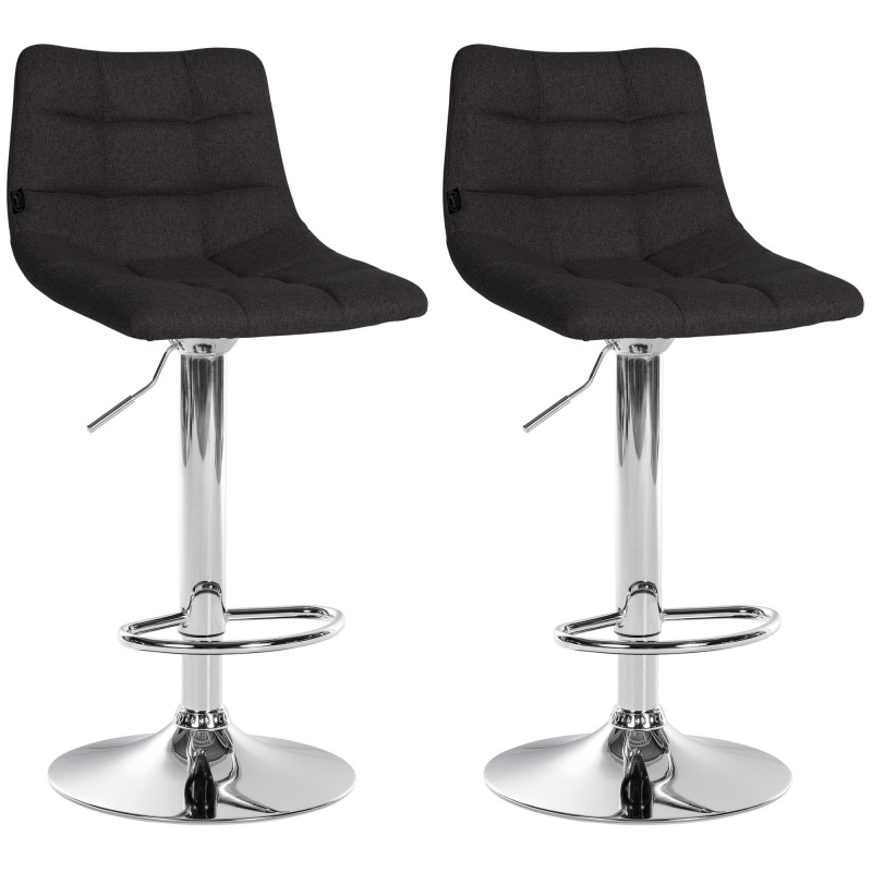 Ensemble de 2 tabourets de bar Jerry, tissu, chrome, noir