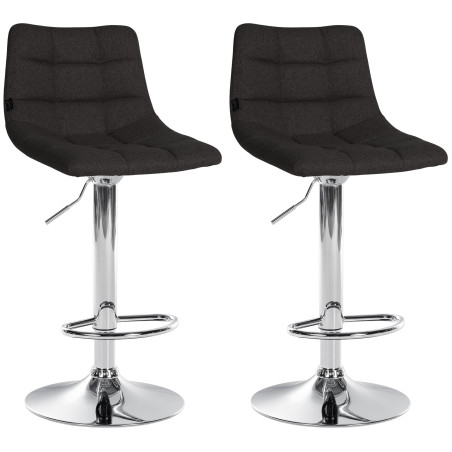 Ensemble de 2 tabourets de bar Jerry, tissu, chrome, noir