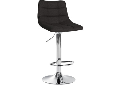 Ensemble de 2 tabourets de bar Jerry, tissu, chrome, noir