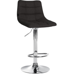 Ensemble de 2 tabourets de bar Jerry, tissu, chrome, noir