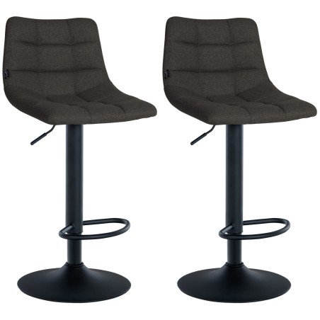 Lot de 2 tabourets de bar Jerry, en tissu, noir/gris foncé
