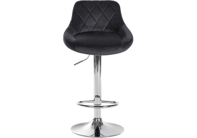 Ensemble de 2 tabourets de bar Lazio en velours, chromés, gris foncé