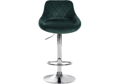 Set di 2 sgabelli da bar Lazio, velluto, cromo, verde scuro