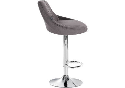 Juego de 2 taburetes de bar Lazio de terciopelo, gris cromado