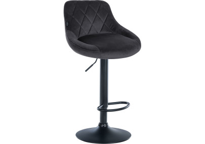 Juego de 2 taburetes de bar Lazio de terciopelo, negro/gris oscuro