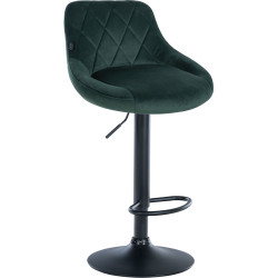 Ensemble de 2 tabourets de bar Lazio en velours, noir et vert foncé