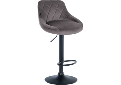 Ensemble de 2 tabourets de bar Lazio en velours, noir et gris
