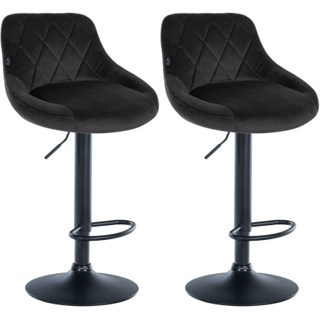 Lot de 2 tabourets de bar Lazio en velours noir noir
