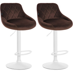 Lot de 2 tabourets de bar Lazio en velours blanc brun
