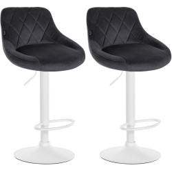 Lot de 2 tabourets de bar Lazio en velours blanc gris foncé