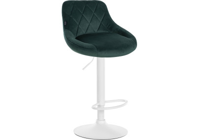 Set di 2 sgabelli da bar in velluto Lazio, bianco e verde scuro