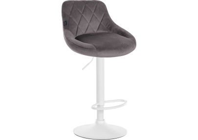 Ensemble de 2 tabourets de bar Lazio en velours, blanc/gris