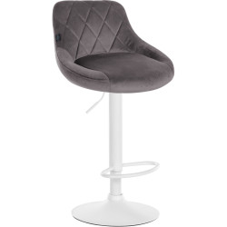 Ensemble de 2 tabourets de bar Lazio en velours, blanc/gris