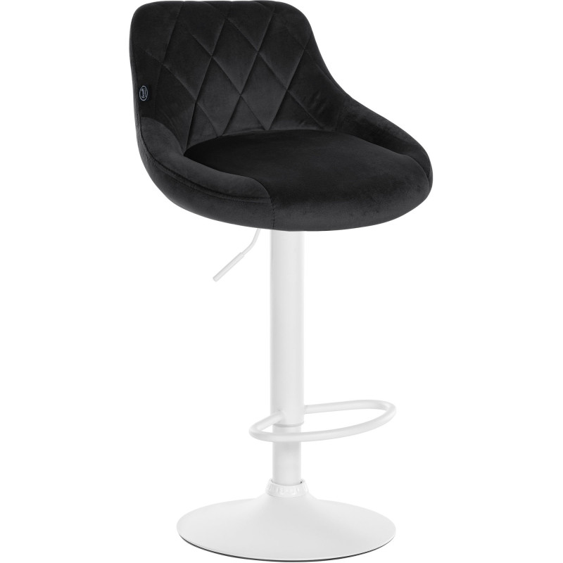Lot de 2 tabourets de bar Lazio en velours blanc noir