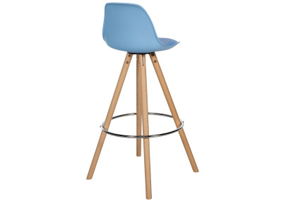 Sgabello da bar Corbin, similpelle, rotondo, blu naturale