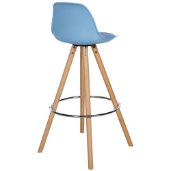 Tabouret de bar Corbin, similicuir, rond, bleu naturel