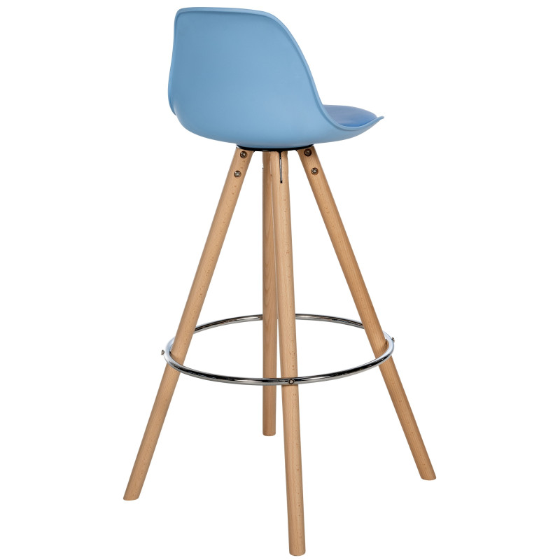 Tabouret de bar Corbin, similicuir, rond, naturel bleu