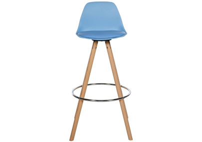 Tabouret de bar Corbin, similicuir, rond, bleu naturel