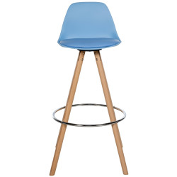 Tabouret de bar Corbin, similicuir, rond, naturel bleu