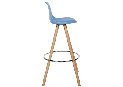 Tabouret de bar Corbin, similicuir, rond, bleu naturel