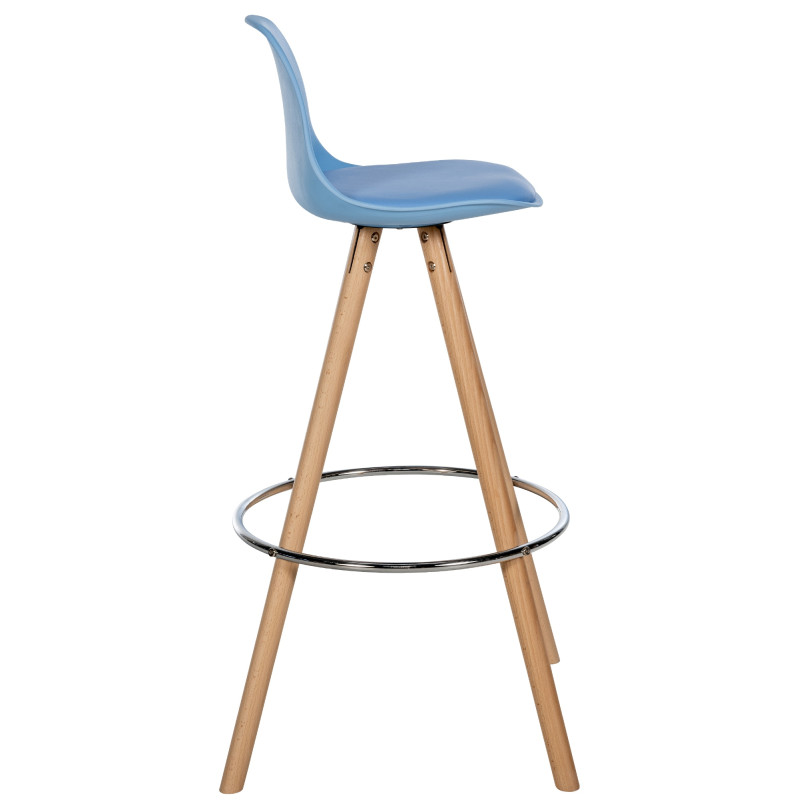 Tabouret de bar Corbin, similicuir, rond, naturel bleu
