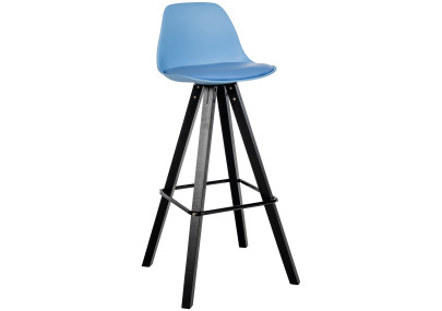 Taburete de bar Corbin, imitación piel, cuadrado, negro/azul