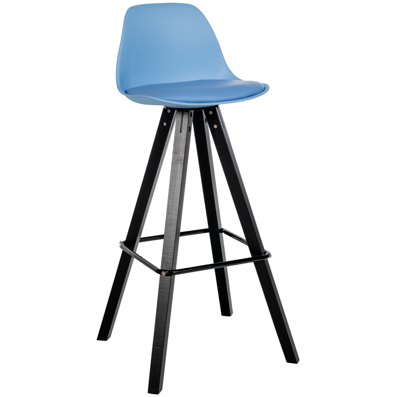 Tabouret de bar Corbin, similicuir, carré, noir bleu
