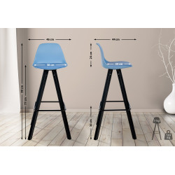 Tabouret de bar Corbin, similicuir, carré, noir/bleu