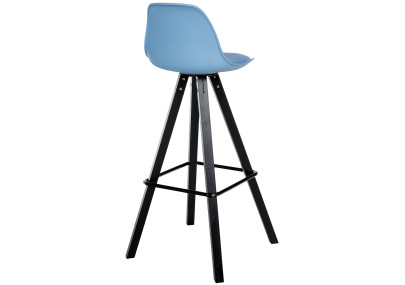Taburete de bar Corbin, imitación piel, cuadrado, negro/azul