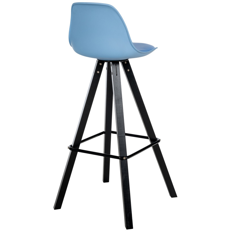 Tabouret de bar Corbin, similicuir, carré, noir bleu